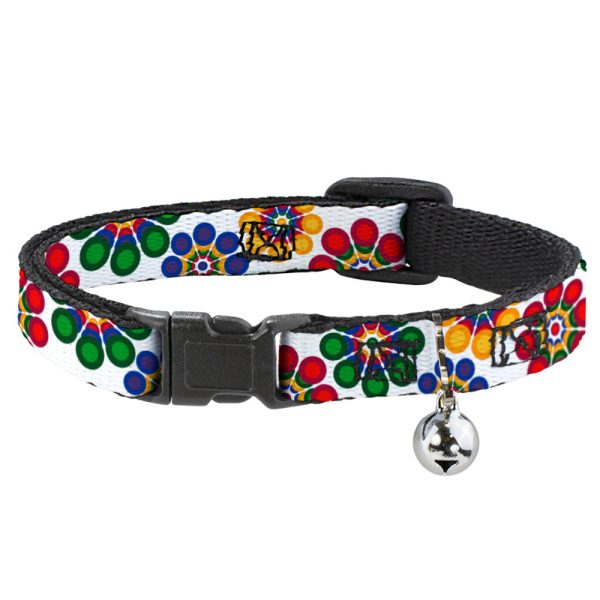 Cat Collar Breakaway - Psychedelic Daisies CLOSE-UP White Multi Color Online Sale